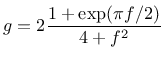 $\displaystyle g = 2 \frac{ 1 + \exp(\pi f / 2) }{ 4 + f^2}$