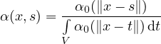 α (x,s) = ∫α0-(∥x---s∥)---
         V α0(∥x - t∥)dt
