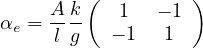          (         )
     A-k-   1  - 1
αe =  lg   - 1  1
